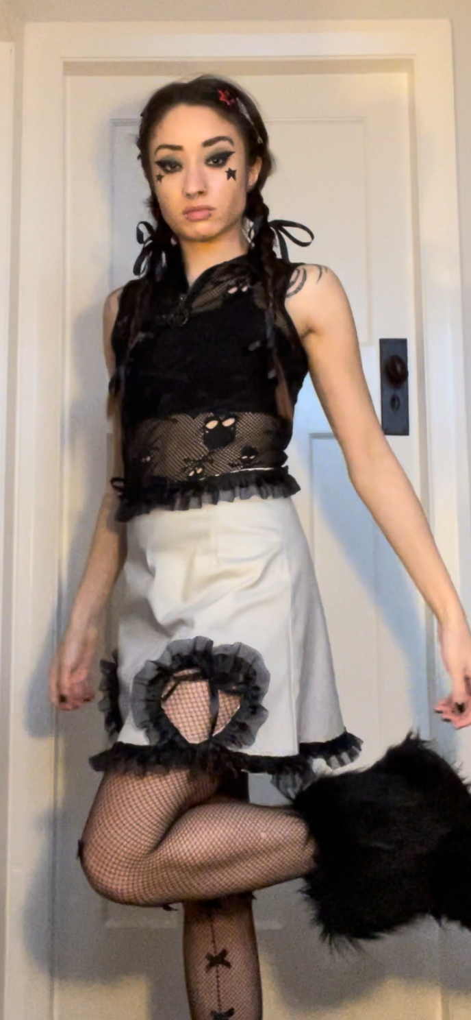 Valentines Ruffle Heart Mini Skirt